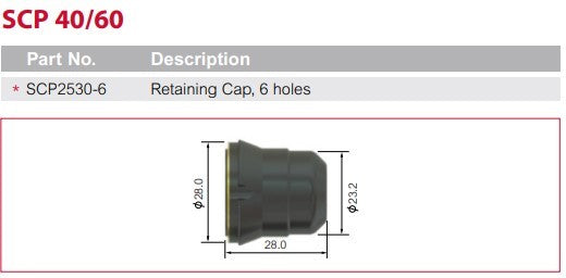 Plasma Retaining Cap Pt60 / 65 6-holes Ea