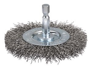 Wire Wheel Brush With Hex Shank Steel 1/4" Shank Bordo [size:50mm]