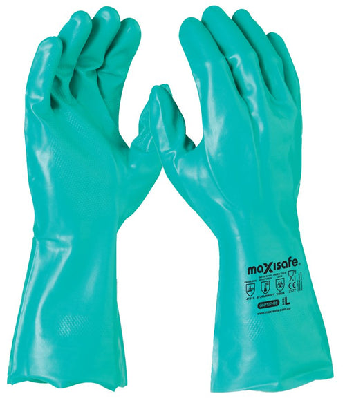 Gloves Nitrile Chemical Resistant Green 33cm [size:xlarge]