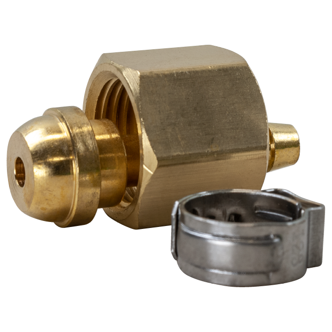 Hose Fitting 5/8 Rh Nut / 5mm Tail / Clamp