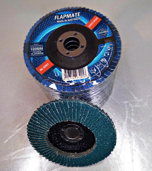 Flap Disc 100mm / 4" Zirconia Australian Made Flapmate
