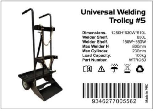 Welder Trolley Universal #5 Suits Med / Larger Sized Machines & Cylinders Upright Style