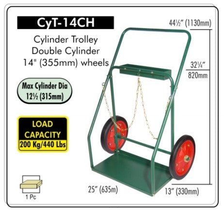 Cylinder Trolley Double (max 315mm) G, With Tray